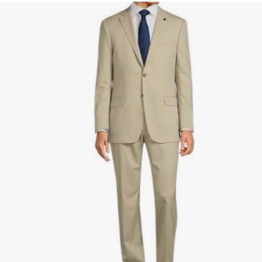 NEW HART SCHAFFNER MARX Mens 2 Piece Suit Jacket 42R Pant 36w X 34l TAN